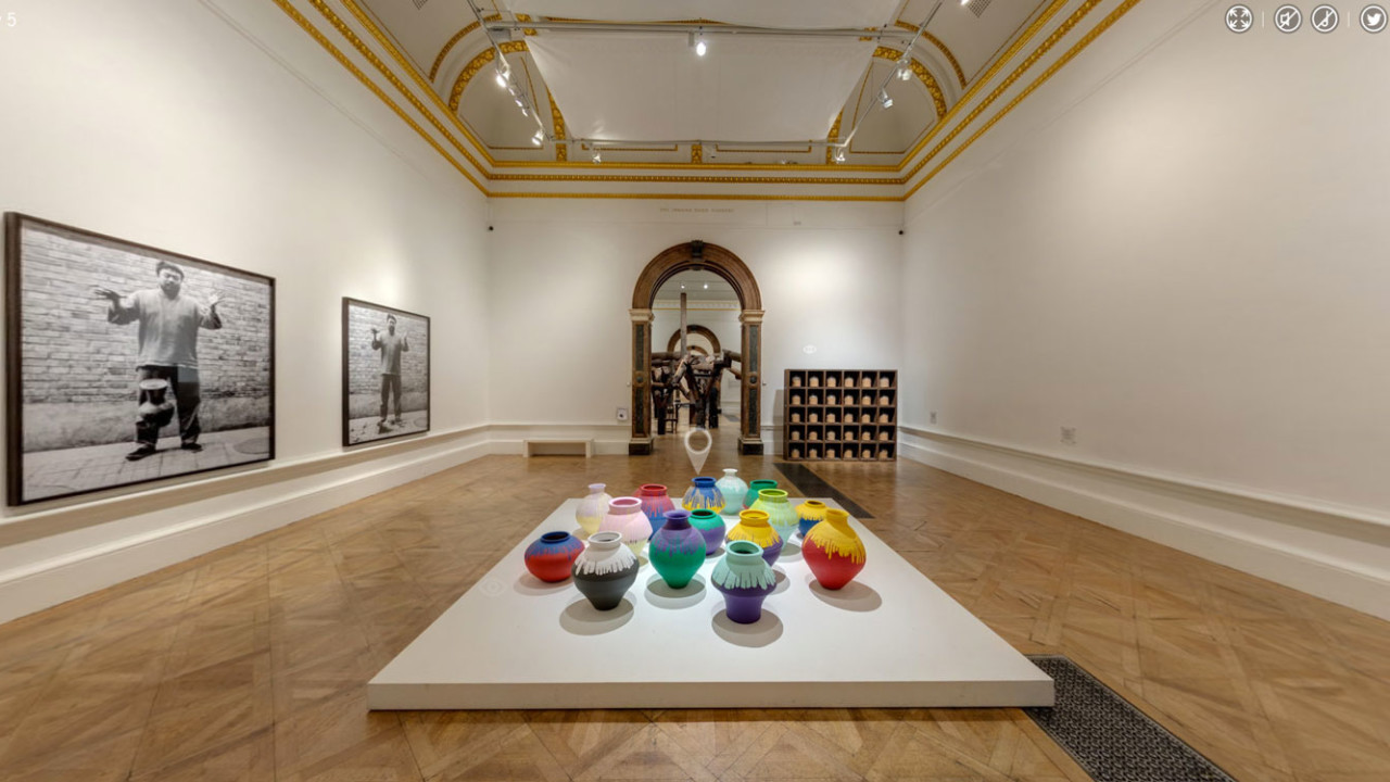 Still from Ai Weiwei 360 Ai Weiwei, Coloured Vases, 2015 Twelve Han Dynasty (206 BC – 220 AD) and four Neolithic (5000–3000 BC) vases with industrial paint
