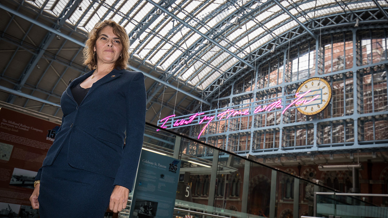 Installation view of Tracey Emin's 'I Want My Time With You' at St Pancras Station 