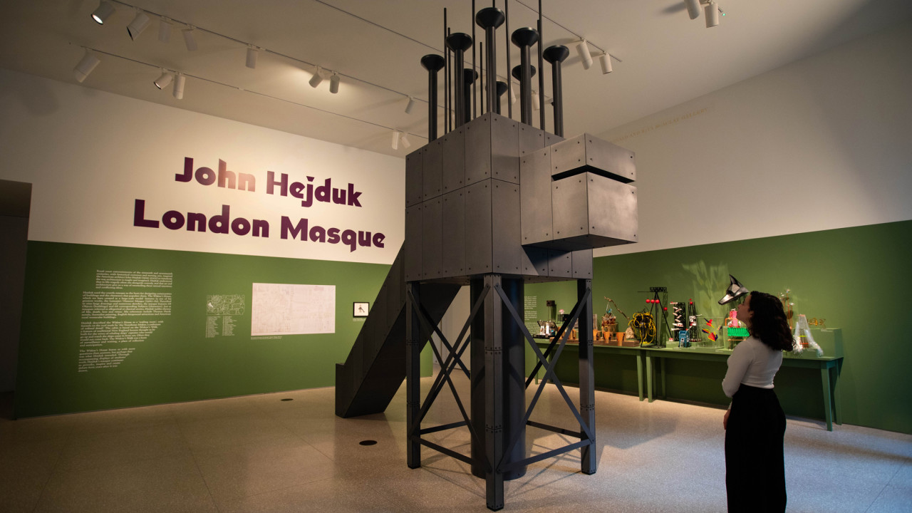 Installation view of the ‘John Hejduk: London Masque’ display at the Royal Academy of Arts, London (22 March 2022 - 21 May 2023)