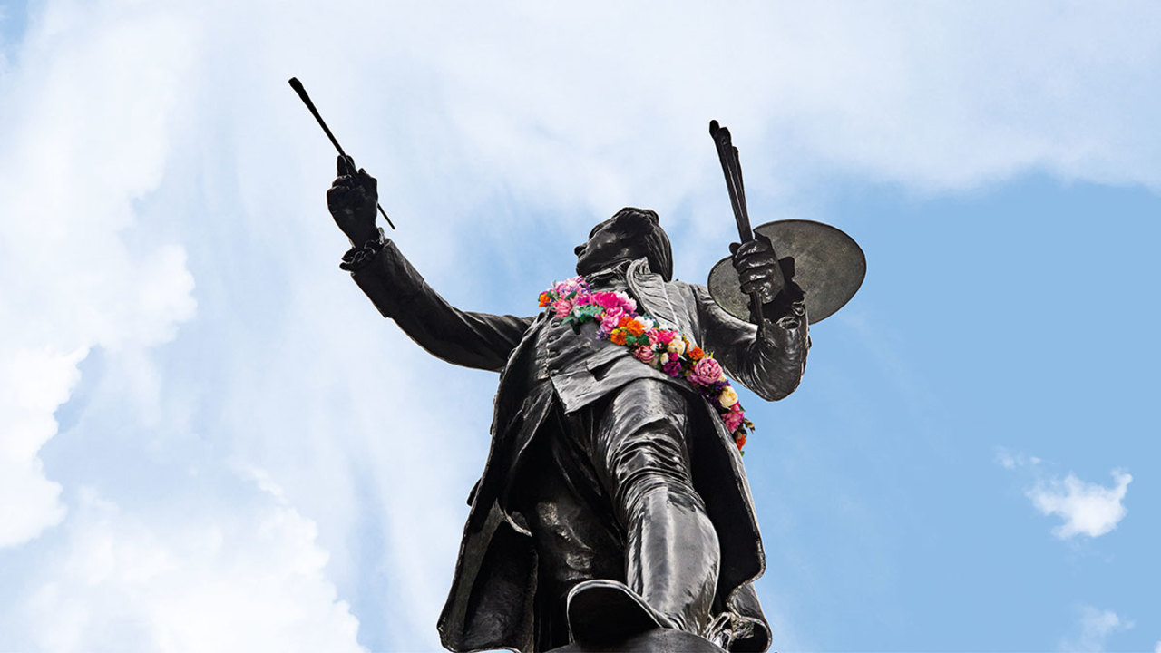 Summer Exhibition 2019: Sir Joshua Reynolds statue in the RA Courtyard