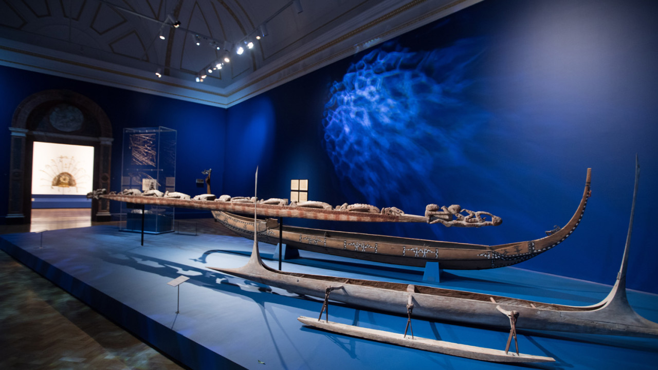 The 'Voyaging and Navigation' room in the Oceania exhibition The 'Voyaging and Navigation' room in the Oceania exhibition