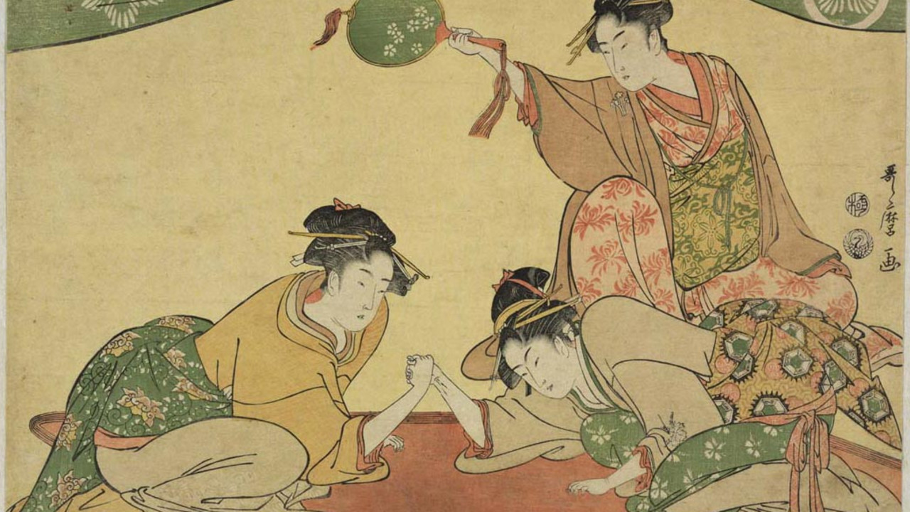 Kitagawa Utamaro, OHisa, of Okita arm wrestling