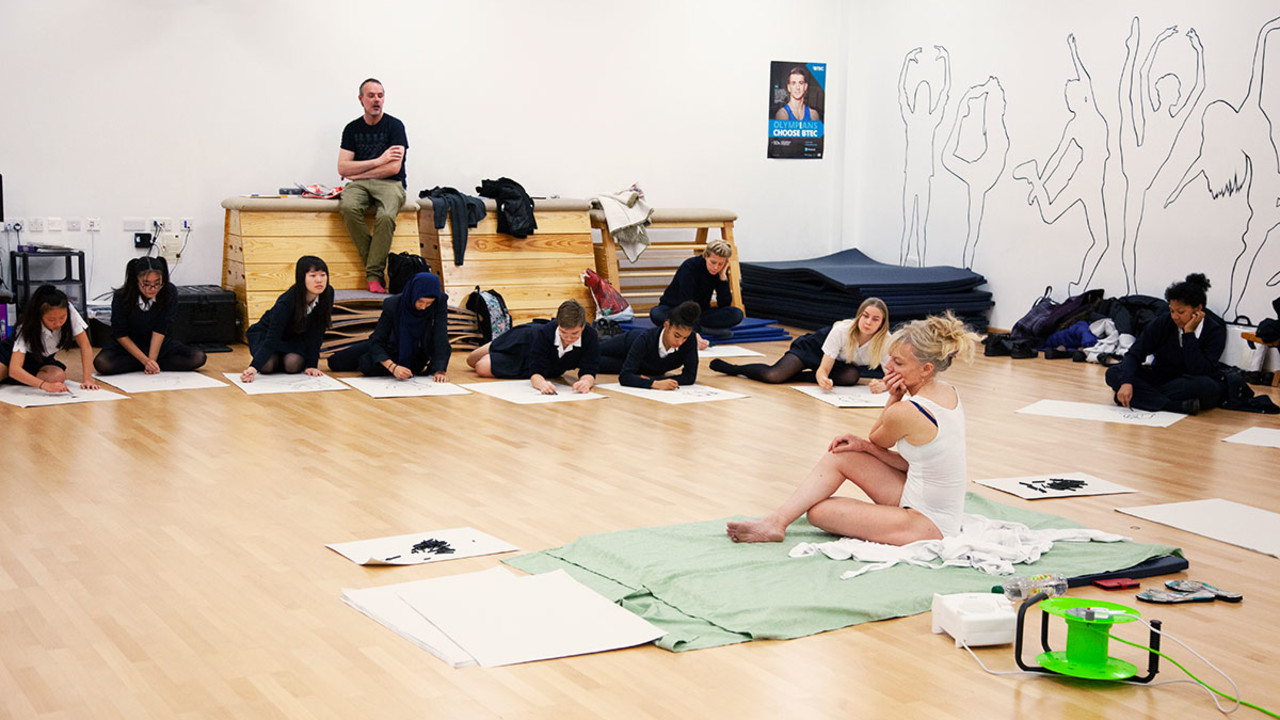 Paul Brandford oversees a life-drawing workshop at Greenwich’s Eltham Hill School, with life model Anna Bird
