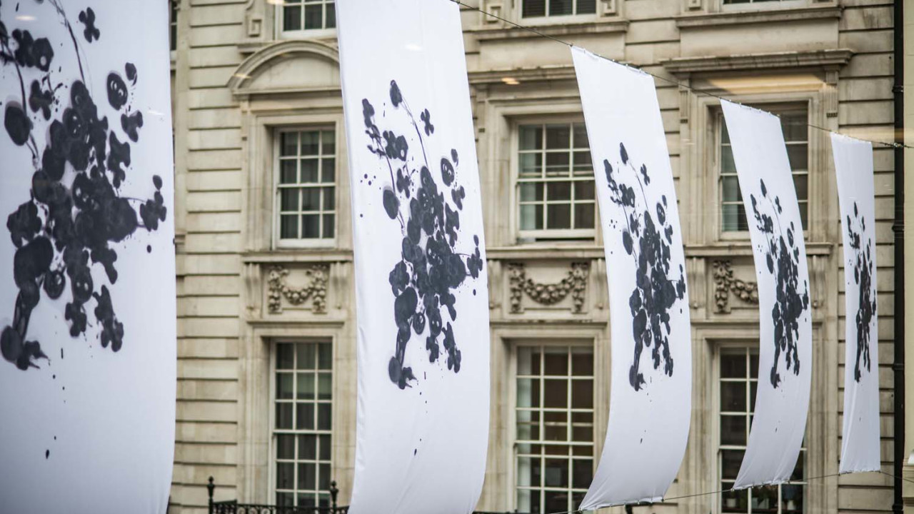 Flags by Cornelia Parker RA on Regent Street St. James's