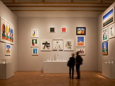 Installation view of Revolution: Russian Art 1917–1932 at the Royal Academy of Arts 