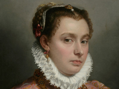 Giovanni Battista Moroni, Portrait of a Young Lady (detail)