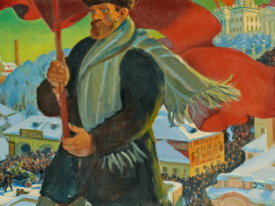 Boris Mikhailovich Kustodiev, The Bolshevik (detail)