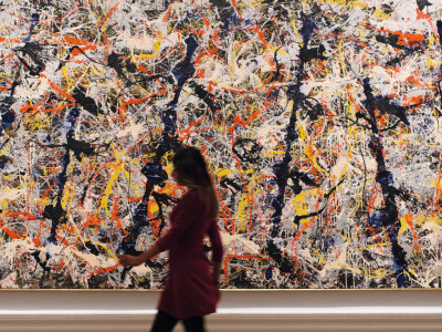 Installation view showing Blue poles by Jackson Pollock in the Abstract Expressionism exhibition. 