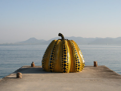A sculpture by Yayoi Kusama on the island of Naoshima, Japan