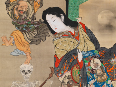 Kawanabe Kyōsai, Hell Courtesan (Jigoku–dayū), Dancing Ikkyū and Skeletons
