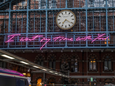 Installation view of Tracey Emin's 'I Want My Time With You' at St Pancras Station