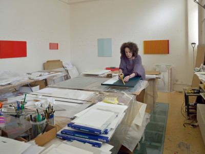 Tess Jaray RA in her studio, 2015