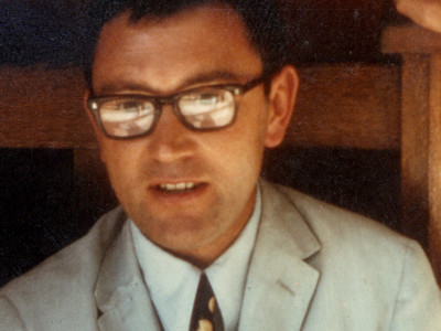 Joe Tilson at the Venice Biennale in 1964, where he exhibited in the British Pavilion