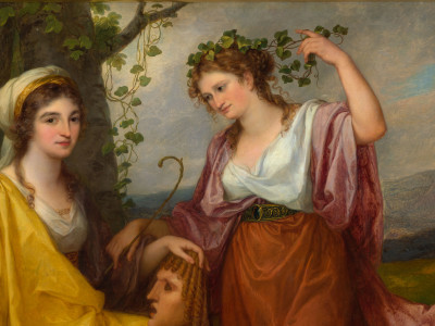Angelica Kauffman RA, Portraits of Domenica Morghen and Maddalena Volpato as Muses of Tragedy and Comedy (detail)