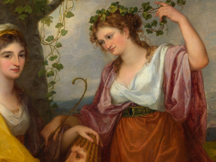 Angelica Kauffman, Portraits of Domenica Morghen and Maddalena Volpato as Muses of Tragedy and Comedy (detail)