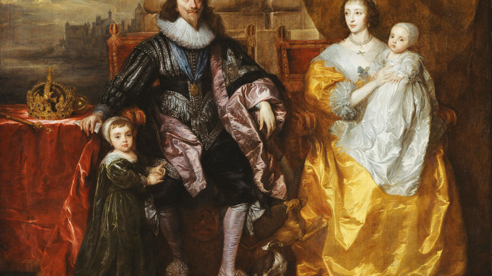 Sir Anthony van Dyck, Charles I and Henrietta Maria with their two eldest children, Prince Charles and Princess Mary (detail)