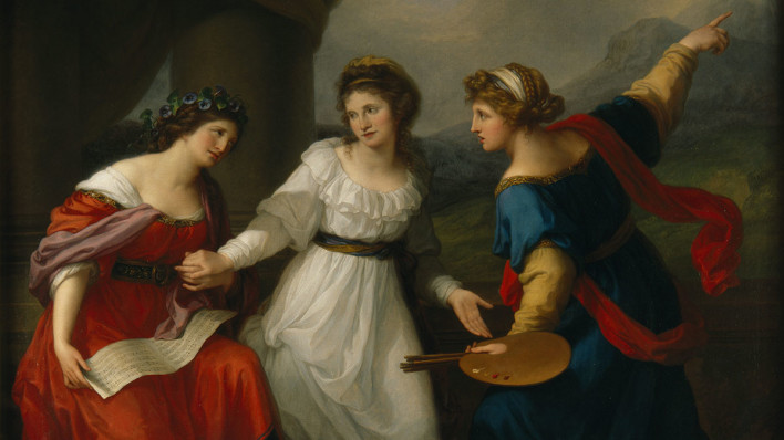 Angelica Kauffman, Self-portrait of the Artist hesitating between the Arts of Music and Painting