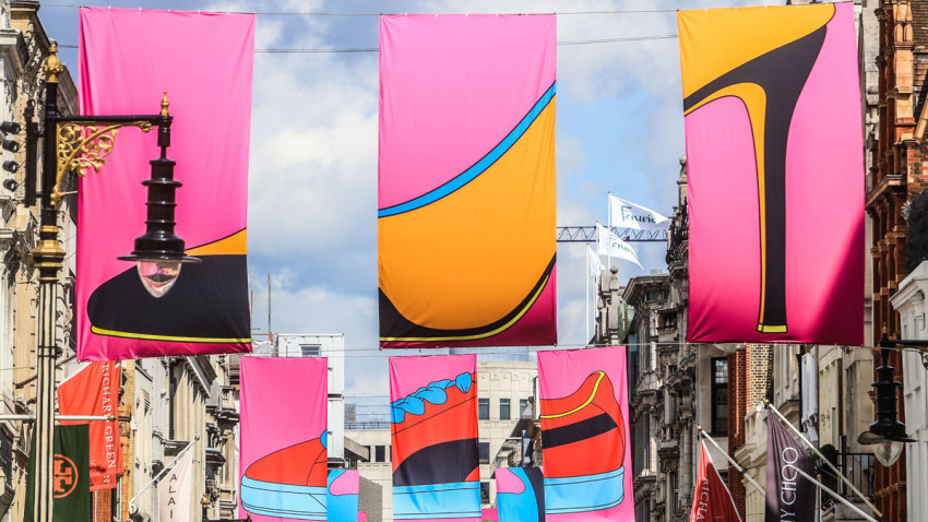 Sir Michael Craig-Martin RA - Installation of flags on Bond Street for Art in Mayfair