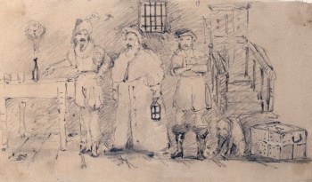 Sir John Everett Millais Bt. PRA, Three figures in historic dress in an interior
