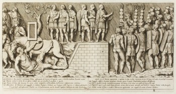 Pietro Santi Bartoli, Plate 8: Emperor Trajan addressing the soldiers