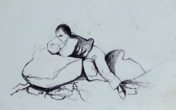 Sir John Everett Millais Bt. PRA, A man resting on a rock