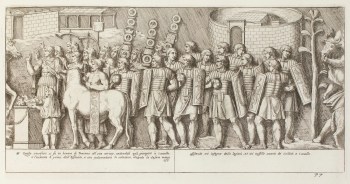 Pietro Santi Bartoli, Plate 77: a sacrifice in honour of emperor Trajan&#39;s arrival