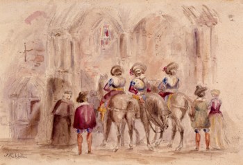 Sir John Everett Millais Bt. PRA, Cavalrymen conferring with a clergyman
