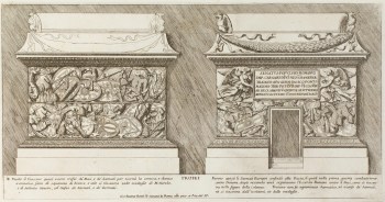 Pietro Santi Bartoli, Front and back sides of the column plinth showing the &#39;Throphies&#39;