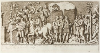 Pietro Santi Bartoli, Plate 20: Emperor Trajan receiving the Dacian envoy
