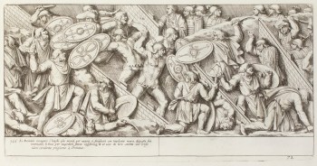 Pietro Santi Bartoli, Plate 72: Roman soldiers occupying Dacian fortifications
