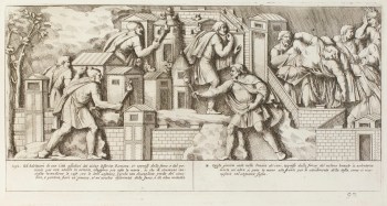 Pietro Santi Bartoli, Plate 92: Dacians setting fire to one of their city