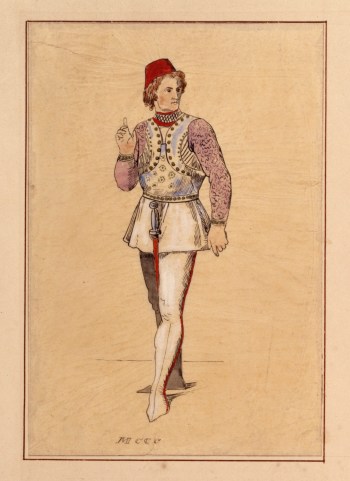 Sir John Everett Millais Bt. PRA, Tracing of a man in medieval Italian military dress from Camille Bonnard's Costume Historique
