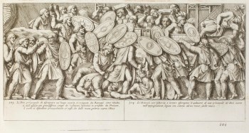 Pietro Santi Bartoli, Plate 101: Dacians assaulting a Roman fortress
