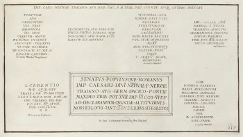 Pietro Santi Bartoli, Plate 117: Latin inscriptions celebrating the victory over the Dacians