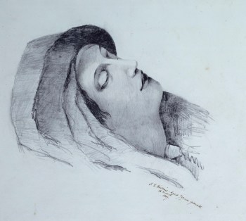 Sir John Everett Millais Bt. PRA, Drawing of the head of the Virgin Mary from Correggio's 'Ecce Homo'
