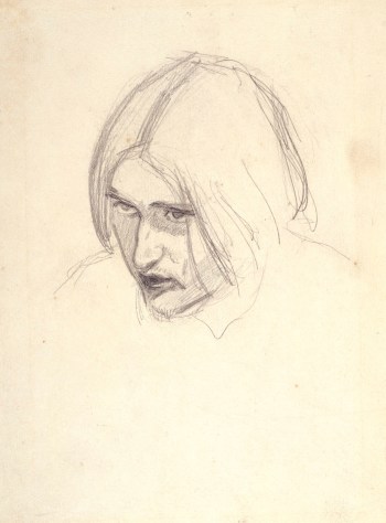 Sir John Everett Millais Bt. PRA, Arthur Hughes, portrait study for 'The Proscribed Royalist'