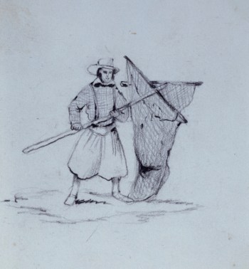 Sir John Everett Millais Bt. PRA, A man carrying a large fishing net