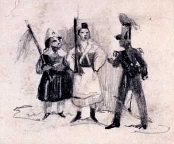 Sir John Everett Millais Bt. PRA, Three figures in military dress