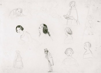 Sir John Everett Millais Bt. PRA, Sheet of sketches of heads and figures