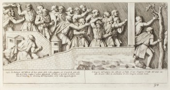 Pietro Santi Bartoli, Plate 94: Dacians running out of the city and askign for clemence 