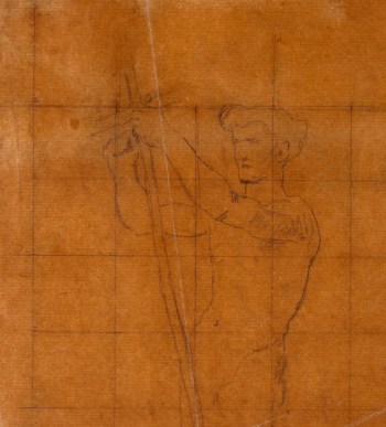 Sir John Everett Millais Bt. PRA, Squared up sketch for 'A Forerunner'