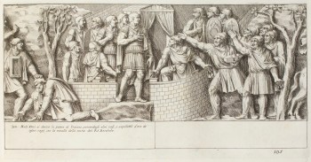 Pietro Santi Bartoli, Plate 105: a group of Dacians surrendering to Trajan and bringign gifts