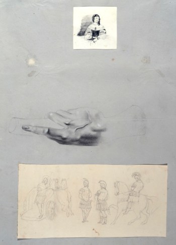 Sir John Everett Millais Bt. PRA, Album sheet with Millais drawings attached