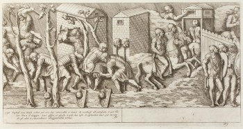 Pietro Santi Bartoli, Plate 39: Roman soldiers cutting trees in a forest