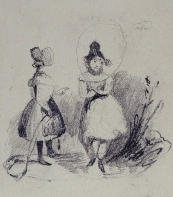 Sir John Everett Millais Bt. PRA, Drawing of two female figures skipping