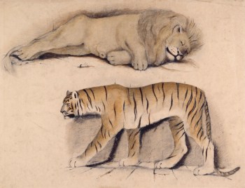 Sir John Everett Millais Bt. PRA, A tiger and a sleeping lion