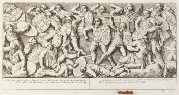 Pietro Santi Bartoli, Plate 71: Dacian soldiers attaching a Roman camp