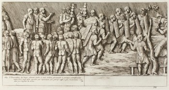 Pietro Santi Bartoli, Plate 38: Emperor Trajan addressing the soldiers