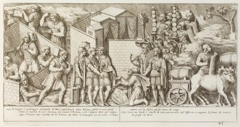 Pietro Santi Bartoli, Plate 41: Dacian king kneeling at centre before emperor Trajan