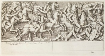 Pietro Santi Bartoli, Plate 107:  the Dacian cavalry fleeing the Romans